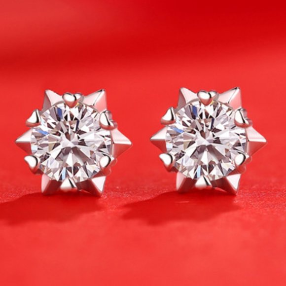Jewelry - Certified 2ct. t.w. Moissanite Diamond Snowflake Stud Earrings NEW